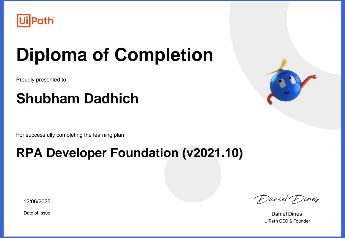 RPA Certificate